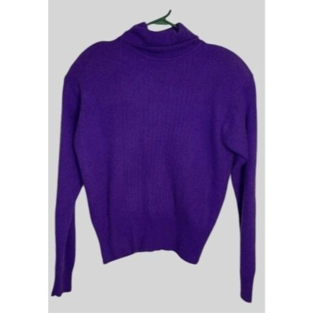 VTG Carson Pirie Scott‎ Lambswool Blend TurtleNeck Sweater Women Size L Purple